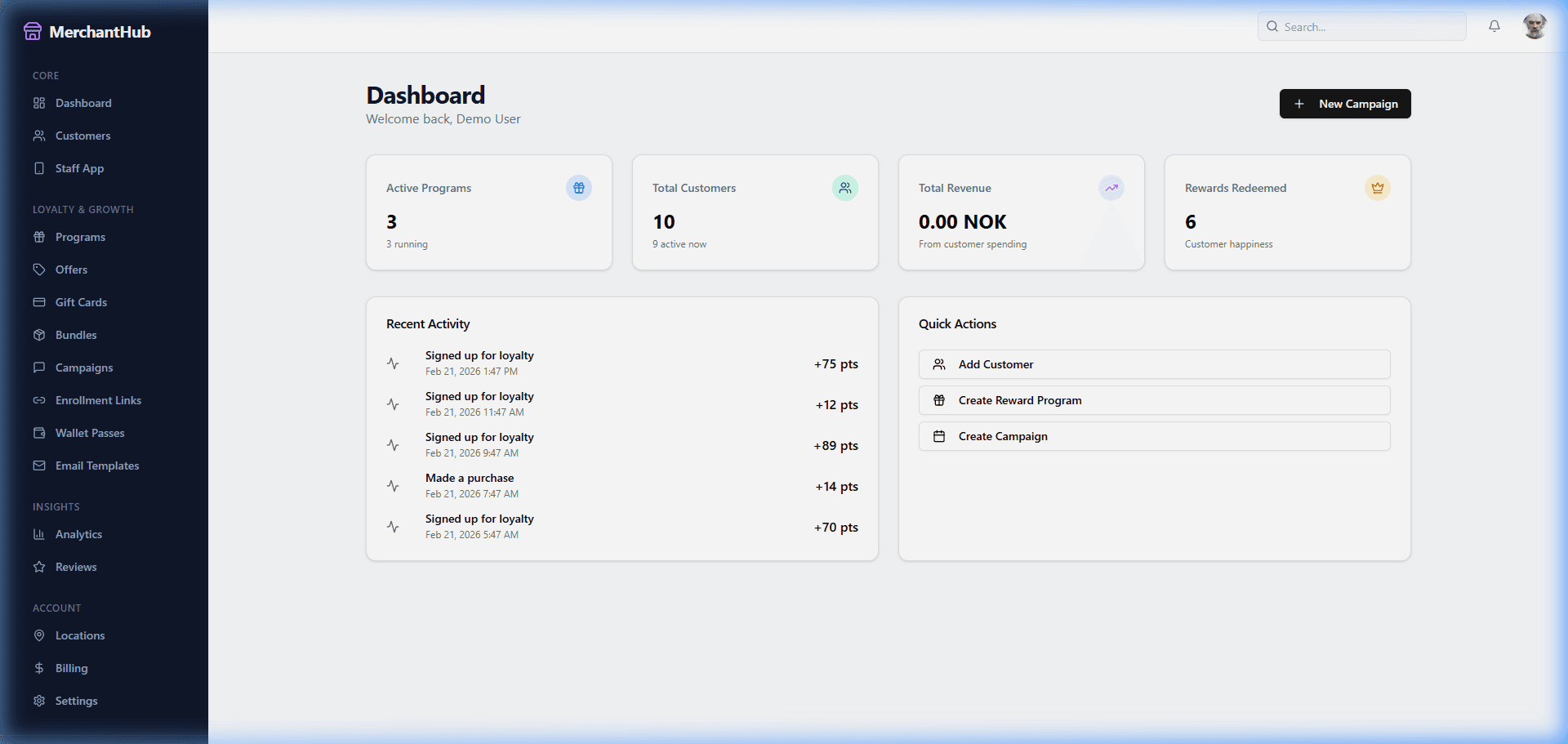Merchant Hub Dashboard